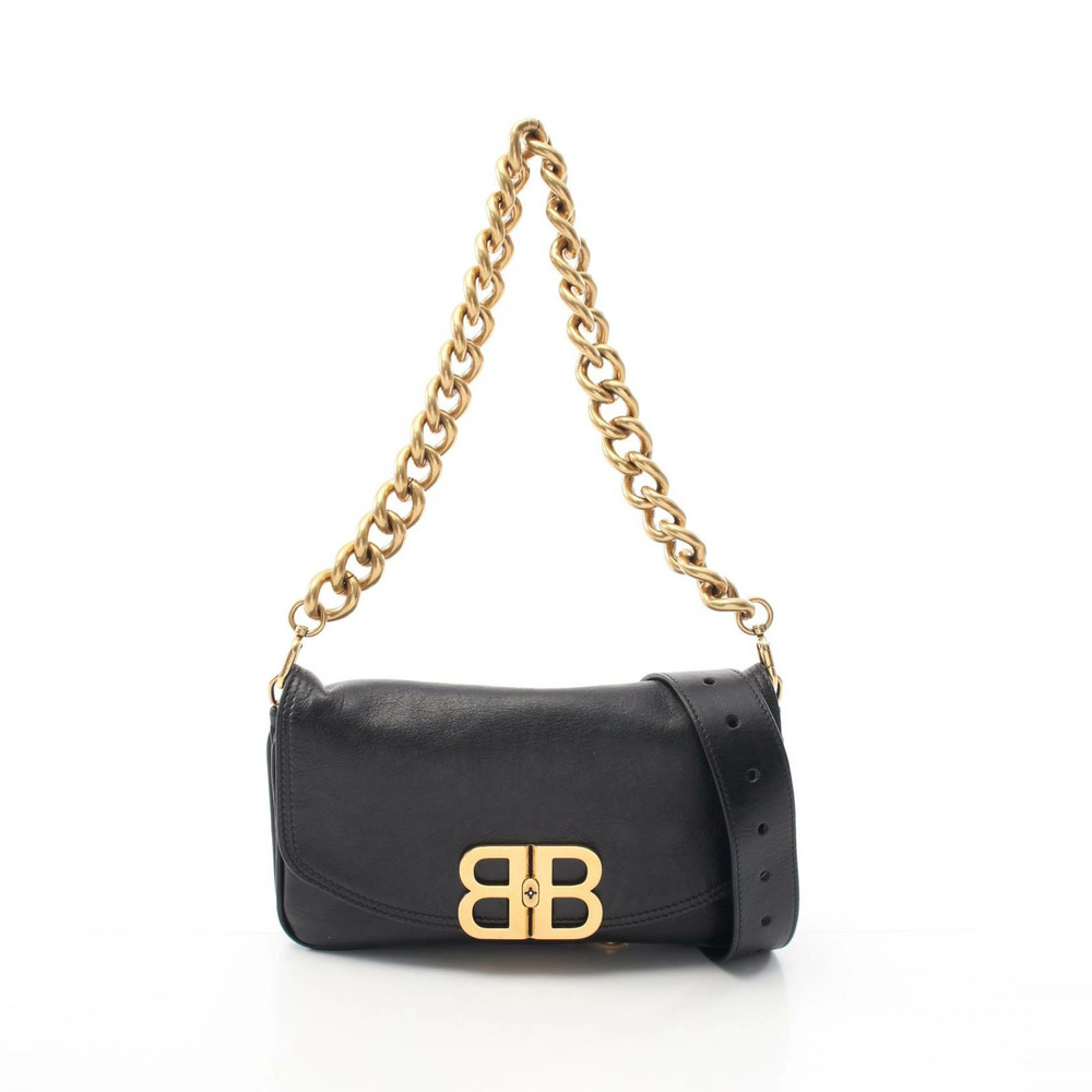 Balenciaga Soft Shoulder Bag Leather Black